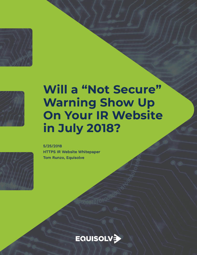 Will a "not secure" warning show up on your IR website in July 2018?