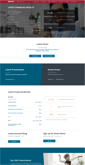 Equifax Investor Relations Website Overview